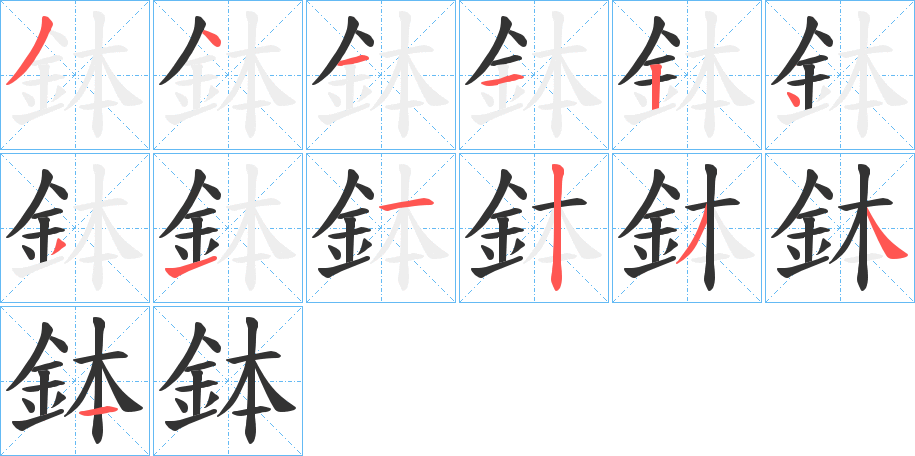 鉢字笔画写法